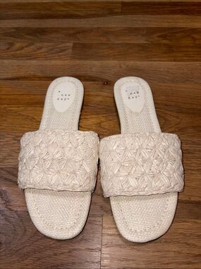 A NEW DAY  Cream Woven Slide Sandals with Braided Strap